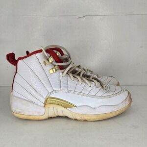 Jordan 12 Retro Shoes GS 4.5 Y White Red Gold CNY Chinese New Year 2019 Sneakers